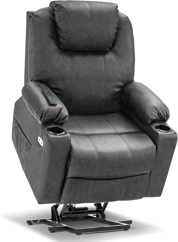 Electric Power Lift Recliner Chair With Massage And Heat Grey Medium